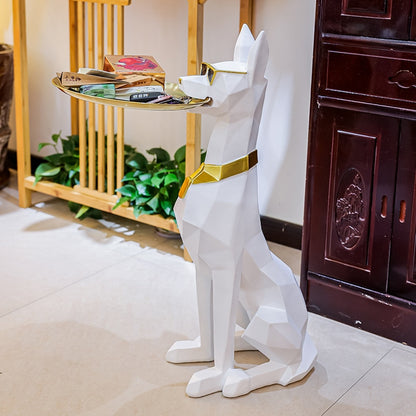 XL Dobermann Dog with Plate Statue