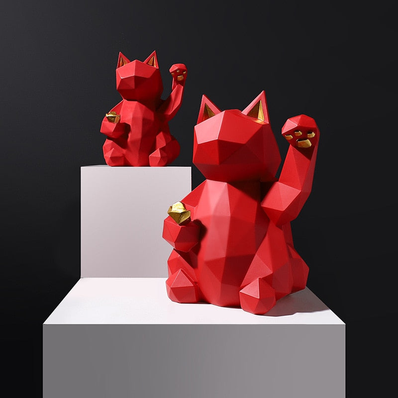 Geometry Japenese Lucky Cat Statue