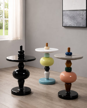 Modular Color-Stack Pedestal Side Table
