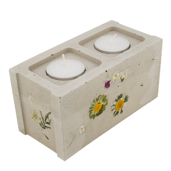 Caos Motē Flora Mini Cinderblock Candle Holder