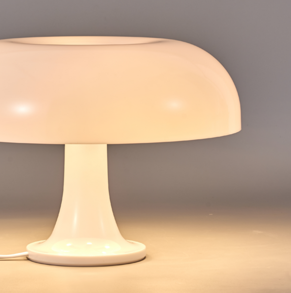 Bauhaus Wide Cream Pink Mushroom Table Lamp