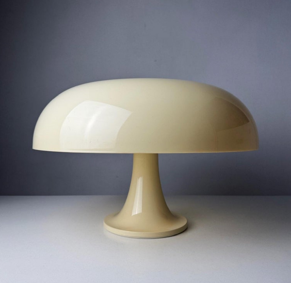 Bauhaus Wide Cream Pink Mushroom Table Lamp