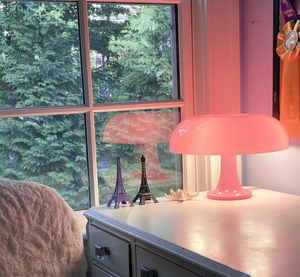 Bauhaus Wide Cream Pink Mushroom Table Lamp