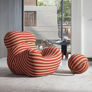 Red Stripe Fabric Lazy Sofa