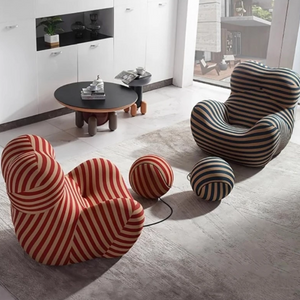 Red Stripe Fabric Lazy Sofa