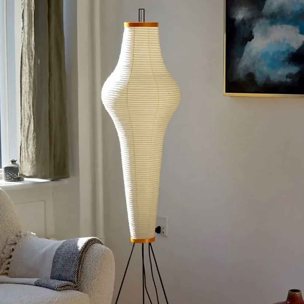 Japanese Wabi-Sabi Style Rice Paper Vase Floor Lamp