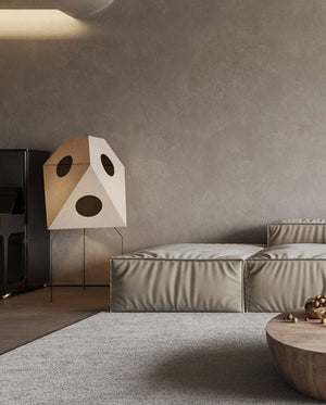 Lampadaire japonais Wabi-Sabi en papier de riz à motifs de pois