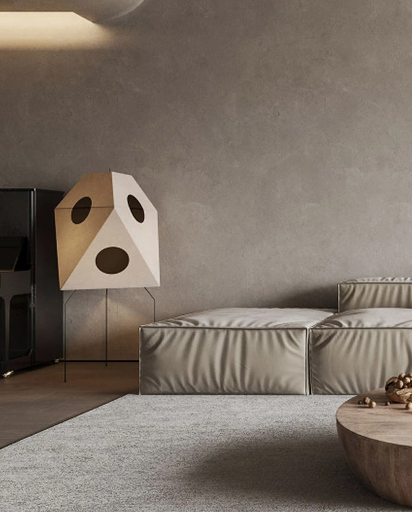 Lampadaire japonais Wabi-Sabi en papier de riz à motifs de pois