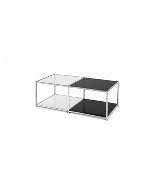 Modular Glass Stainless Steel Cube Coffee Table