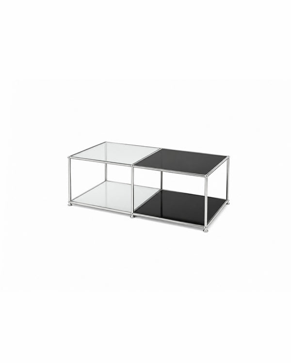 Modular Glass Stainless Steel Cube Coffee Table