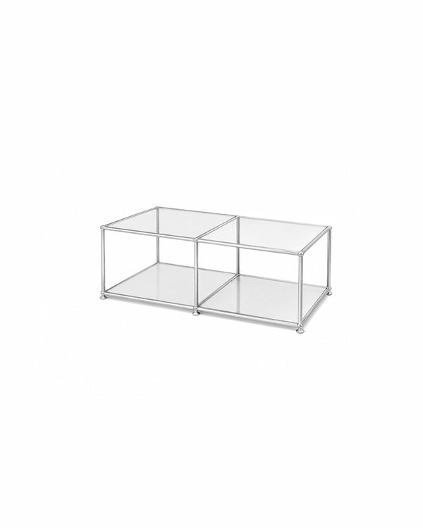 Modular Glass Stainless Steel Cube Coffee Table