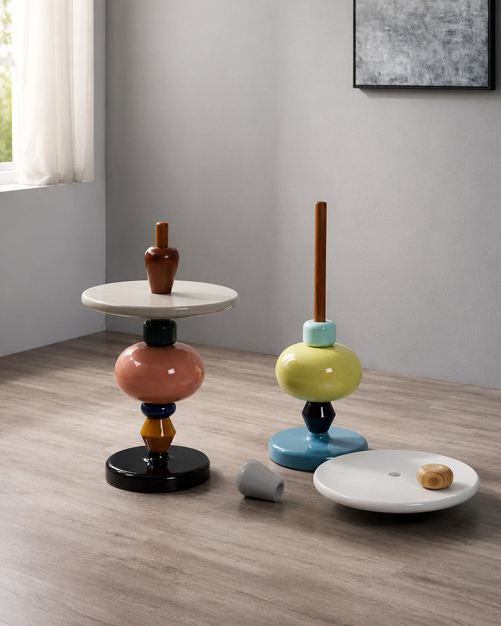Modular Color-Stack Pedestal Side Table