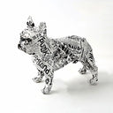 Escultura artística de perro bulldog francés pintada con graffiti