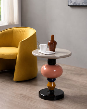 Modular Color-Stack Pedestal Side Table
