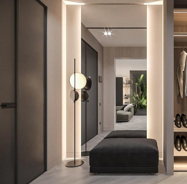 Lampadaire vertical à double tête en forme de dôme