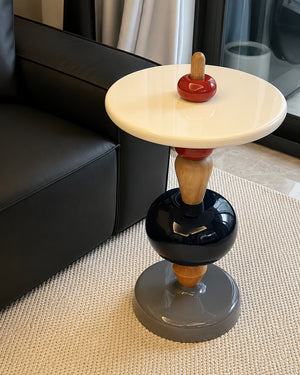 Modular Color-Stack Pedestal Side Table