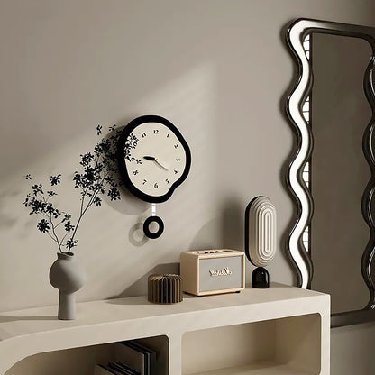 2 Styles Abstract Distorted Pendulum Silent Wall Clock