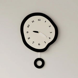 Reloj de pared silencioso con péndulo distorsionado abstracto de 2 estilos