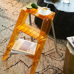 Transparente faltbare 3-Stufen-Leiter aus Acryl
