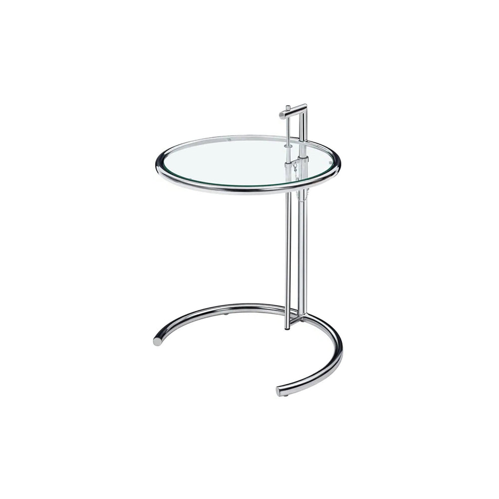 Adjustable Height Stainless Steel Coffee Table Glass Side Table