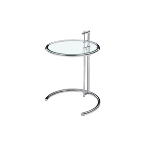 Adjustable Height Stainless Steel Coffee Table Glass Side Table