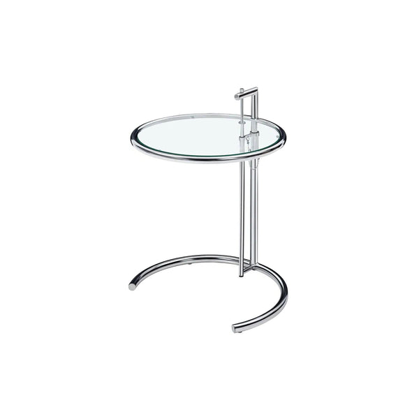 Adjustable Height Stainless Steel Coffee Table Glass Side Table
