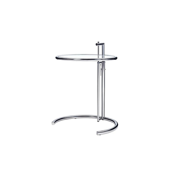 Adjustable Height Stainless Steel Coffee Table Glass Side Table