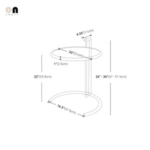 Adjustable Height Stainless Steel Coffee Table Glass Side Table