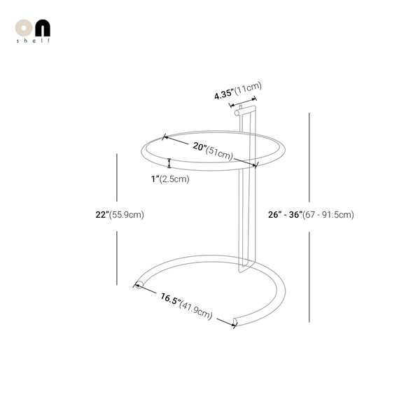 Adjustable Height Stainless Steel Coffee Table Glass Side Table