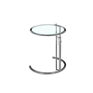 Adjustable Height Stainless Steel Coffee Table Glass Side Table