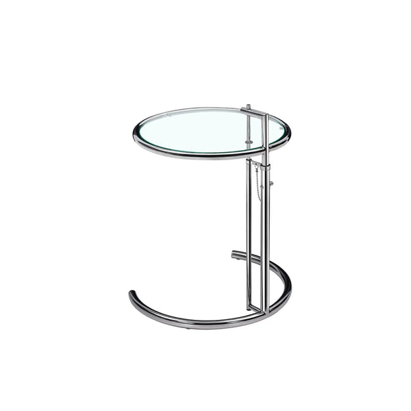 Adjustable Height Stainless Steel Coffee Table Glass Side Table