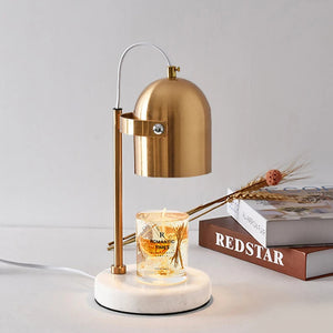 Chauffe-bougie de luxe avec plateau en or arabe et base en marbre