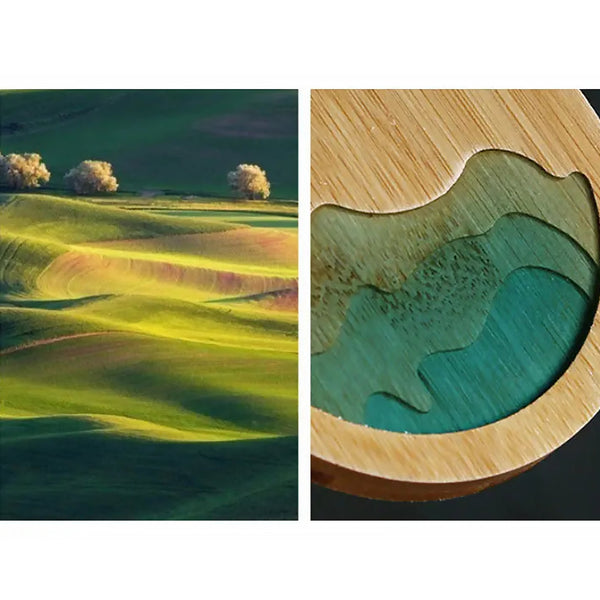 Beach Contour Line Epoxy Art Wooden Coaster