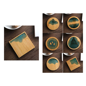 Beach Contour Line Epoxy Art Wooden Coaster