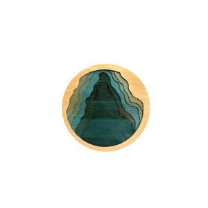 Beach Contour Line Epoxy Art Wooden Coaster