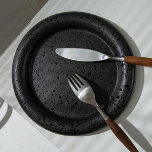Atelier Oro Black Textured Ceramic Dinner Plate