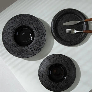 Atelier Oro Black Textured Ceramic Dinner Plate