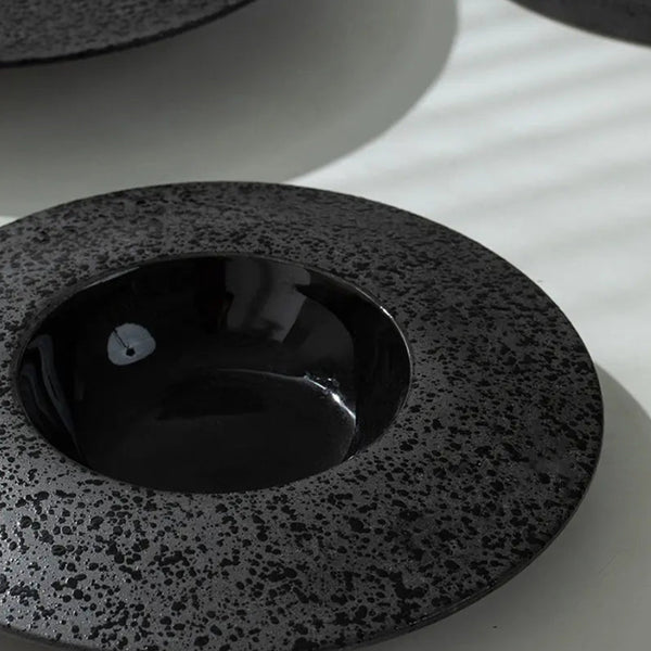 Atelier Oro Black Textured Ceramic Dinner Plate