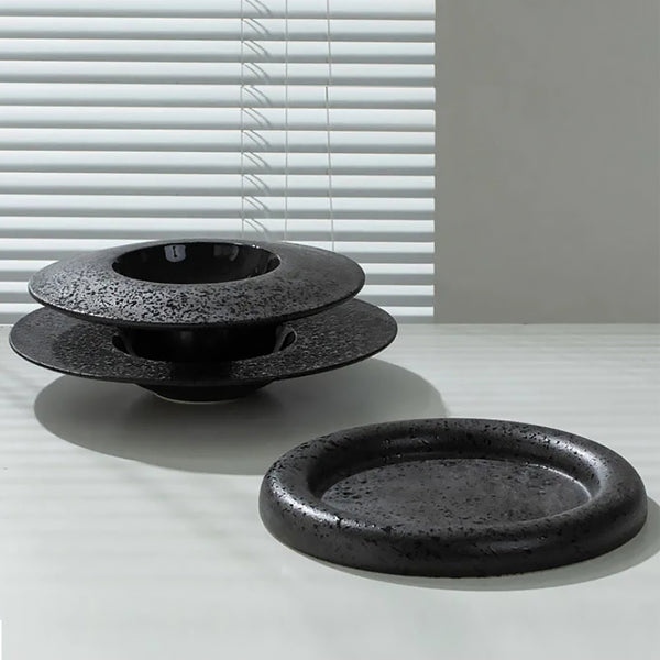 Atelier Oro Black Textured Ceramic Dinner Plate