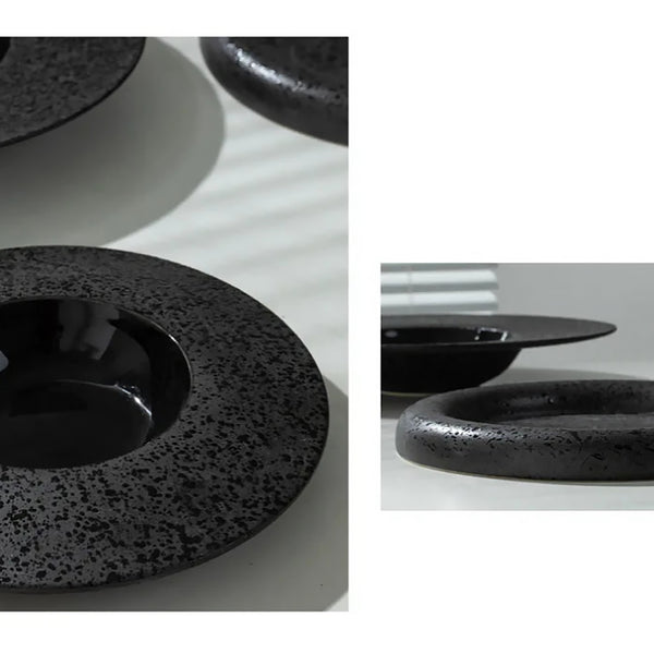 Atelier Oro Black Textured Ceramic Dinner Plate