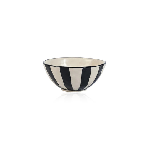 Black & White Striped Ceramic Plate