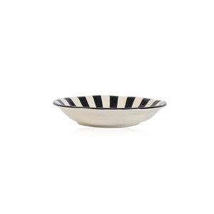 Black & White Striped Ceramic Plate