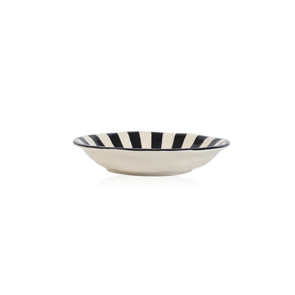Black & White Striped Ceramic Plate