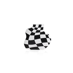 Black and White Check Board Ceramic Vase