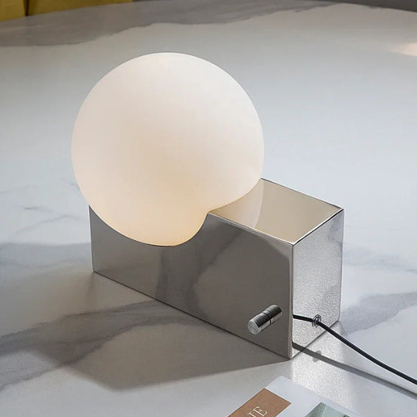 Chrome Metal Box Dimmable LED Table Lamp