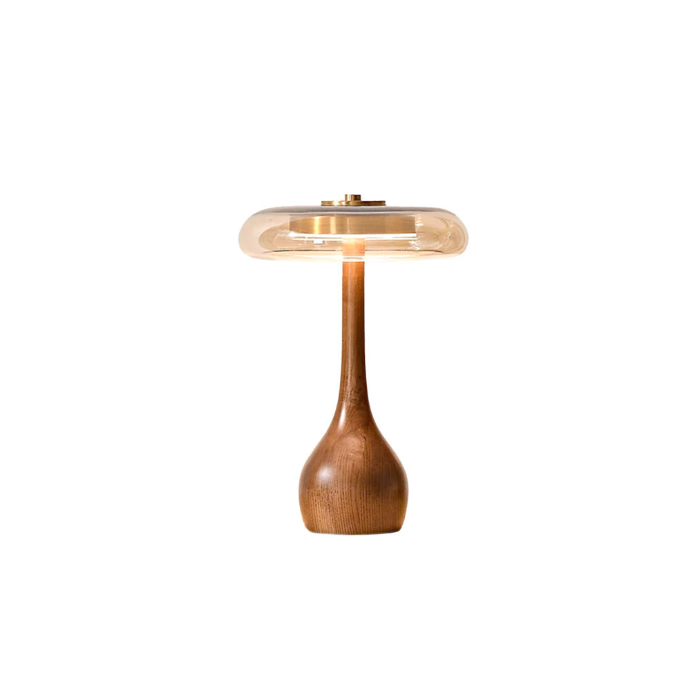 Copper Wood Vase Glass LED Desk Lamp