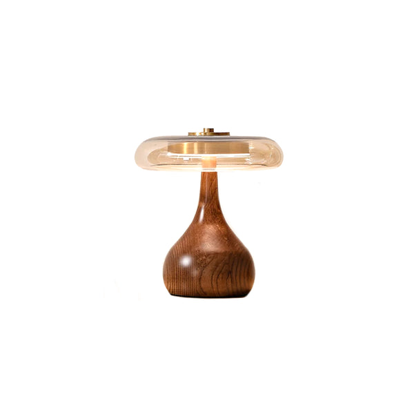 Copper Wood Vase Glass LED Desk Lamp