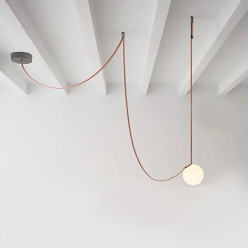 Danish Leather Strap Hanging Studio Ceiling Lamp