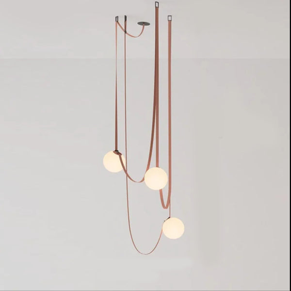 Danish Leather Strap Hanging Studio Ceiling Lamp