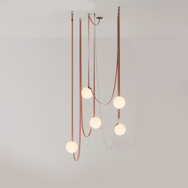 Danish Leather Strap Hanging Studio Ceiling Lamp